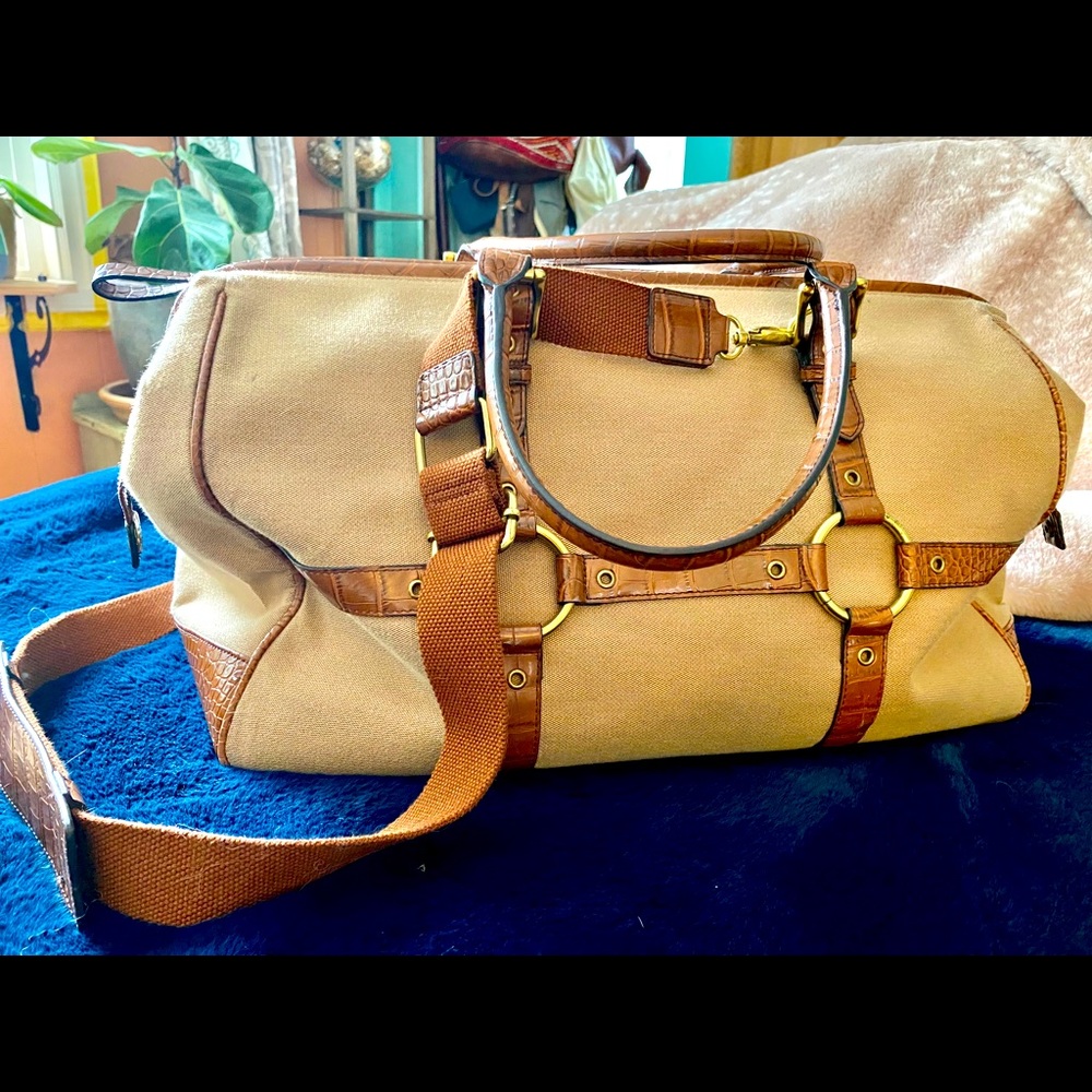 Rare, vintage Limited canvas & leather duffel